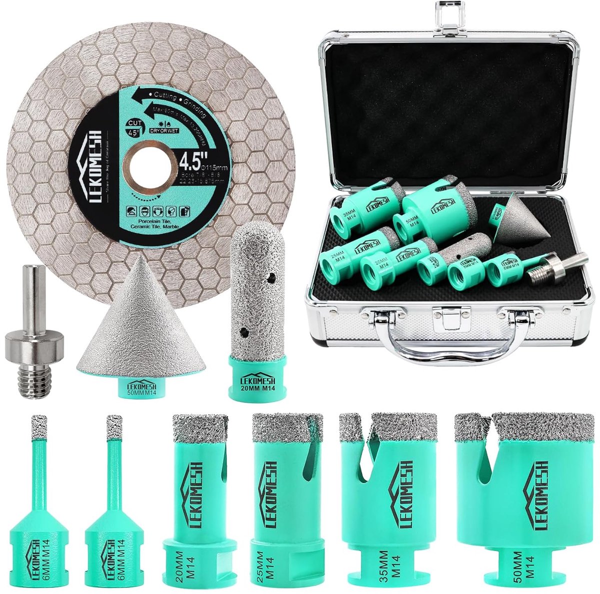 Diamant Boor Set - Tegel Boren - Materiaal Bewerken - Compleet Met Adapters - 6-110 mm
