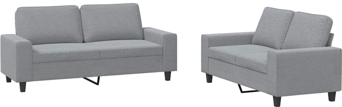 vidaXL - 2-delige - Loungeset - stof - lichtgrijs