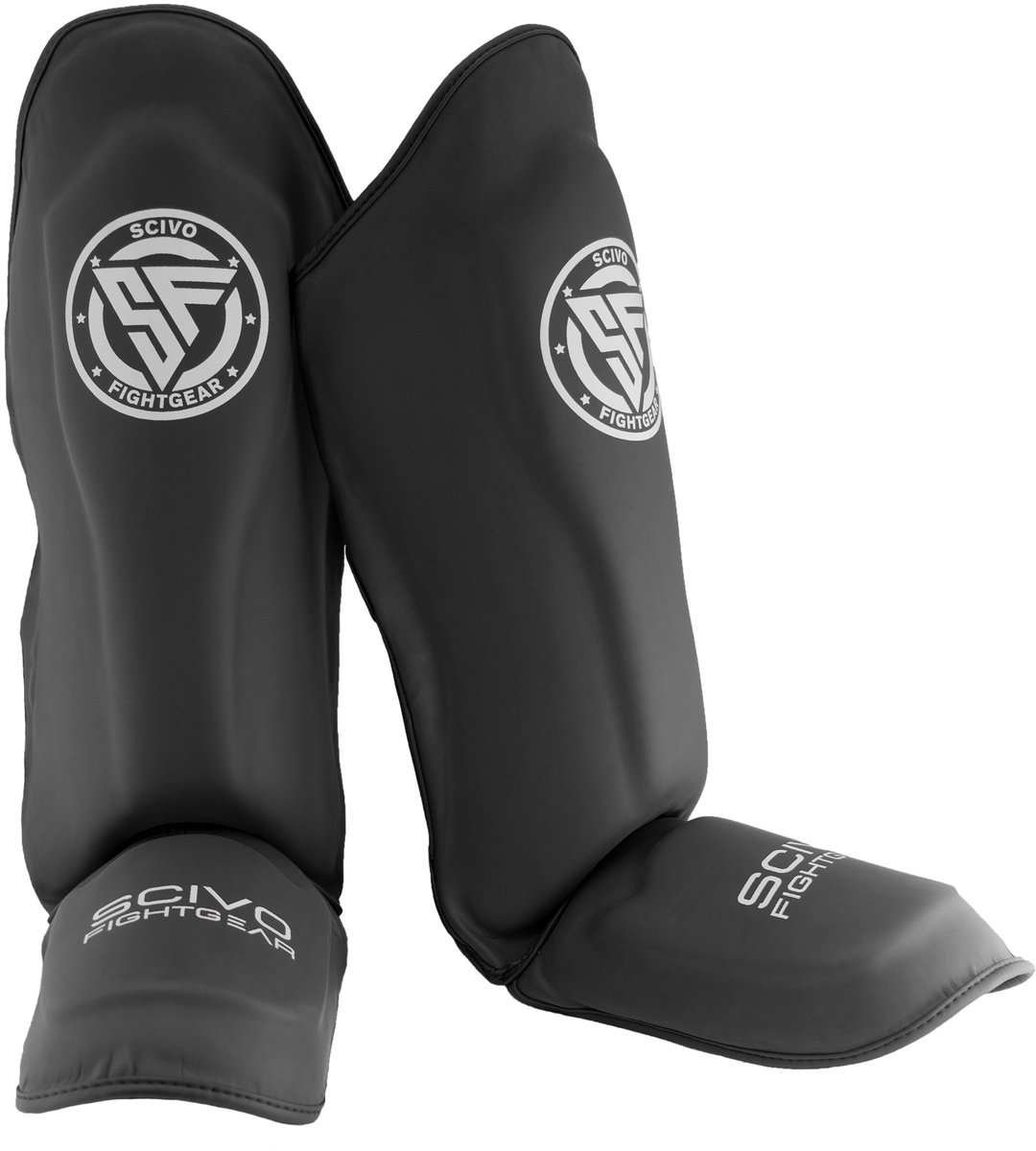 Scivo Fightgear Stealth Shinguards PU Black/White (M)