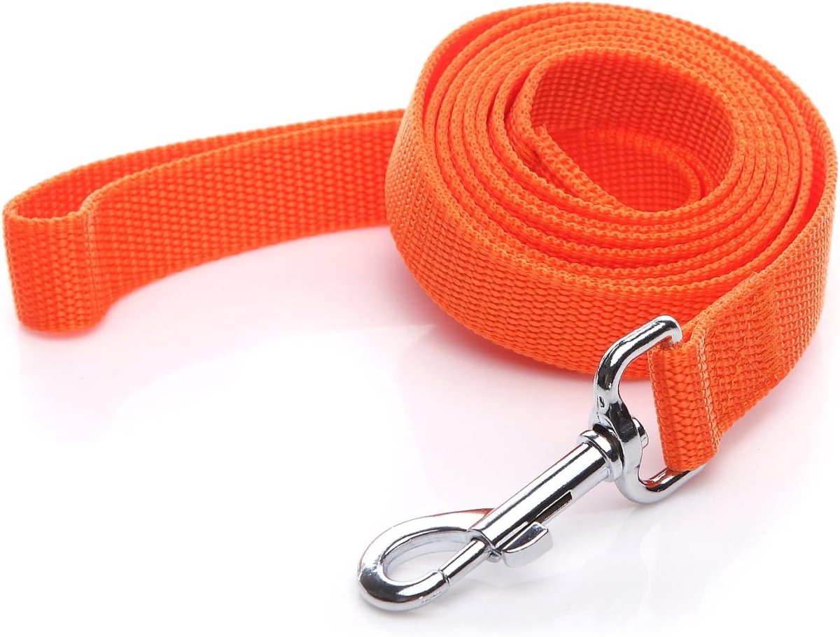 Hondenriem Nylon - Wandelriem Lange - Veilig Uitlaten - Verstelbare Lengte - 5 Meter - Oranje