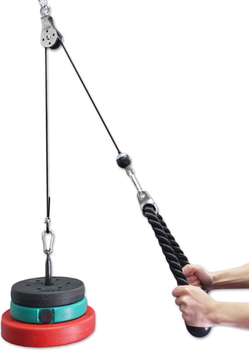 Fitness Katrol Systeem - Kracht Training - Thuis Trainen - Stille Zware Staal - 2.3 Meter Kabel - Zwart