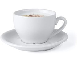 Cappuccinokopjes met schotel - Espressokopjes - Koffiemoment Creëren - Vaatwasmachinebestendig - 020 liter - Wit