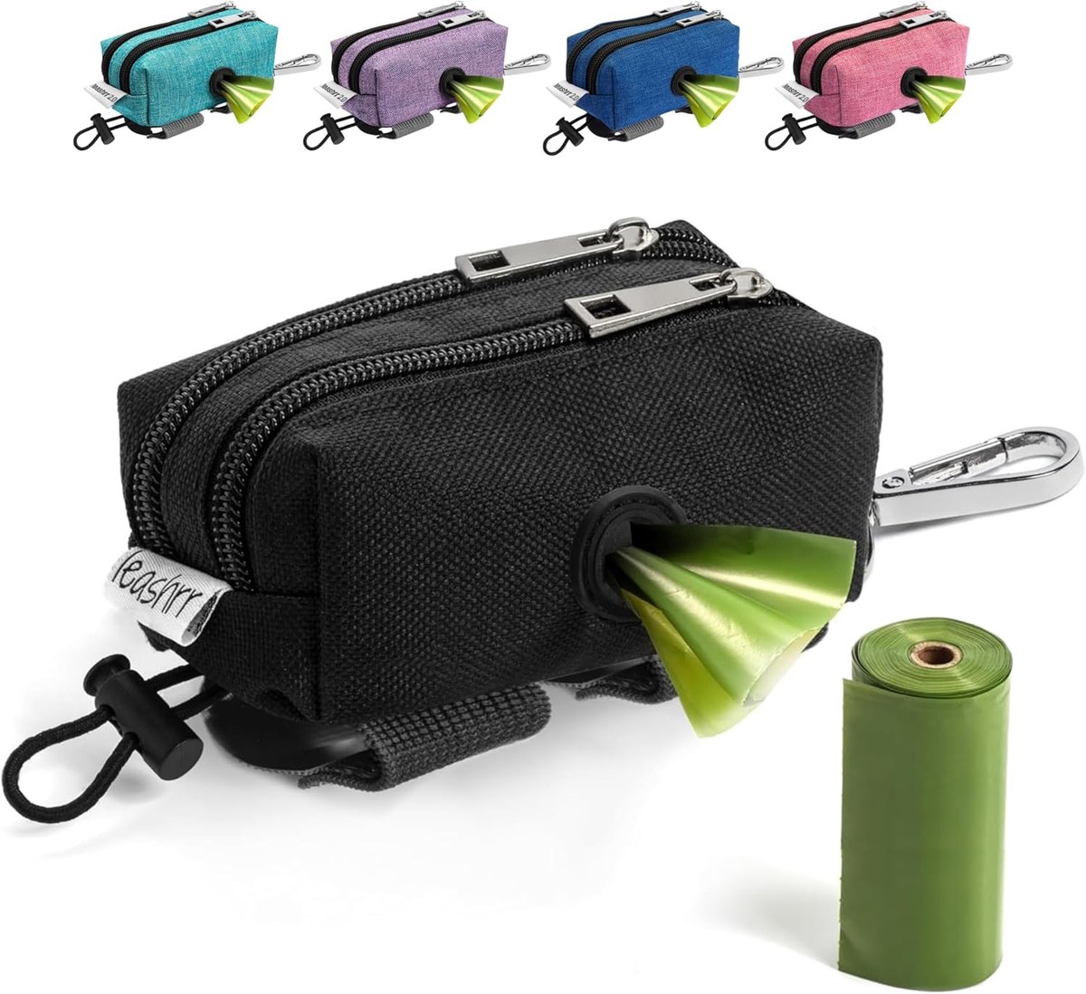 Hondenpoepzak Dispenser - Traktatiehouder Riem - Honden Uitlaatservice - Dubbel Waterdicht Vak - 10x5x5 cm - Zwart