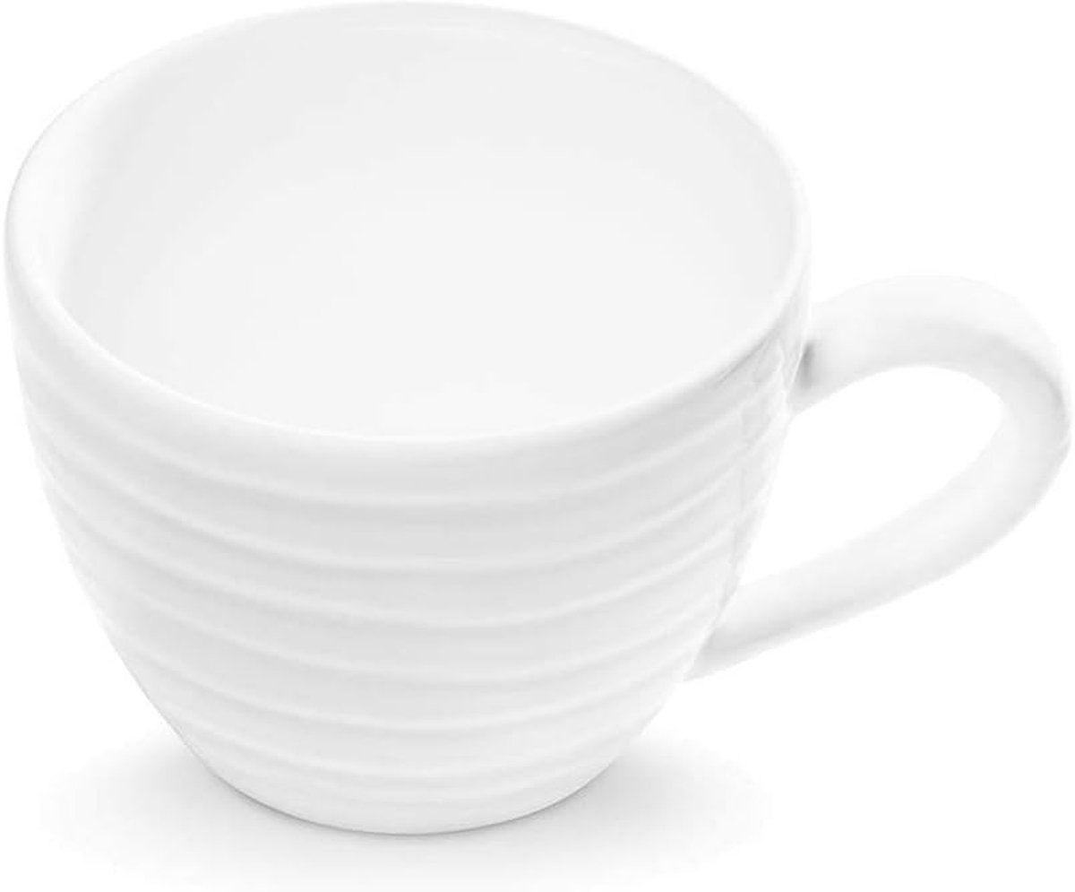 Theekop - Kop met oor - Warme dranken - Handgemaakt keramiek - 0.4 liter - Wit