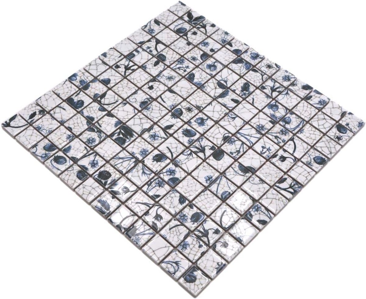 Keramische Mozaïektegels - Muurdecoratie Vloertegels - Badkamer Keuken - Waterbestendig Design - 6mm Dikte - Wit Blauw