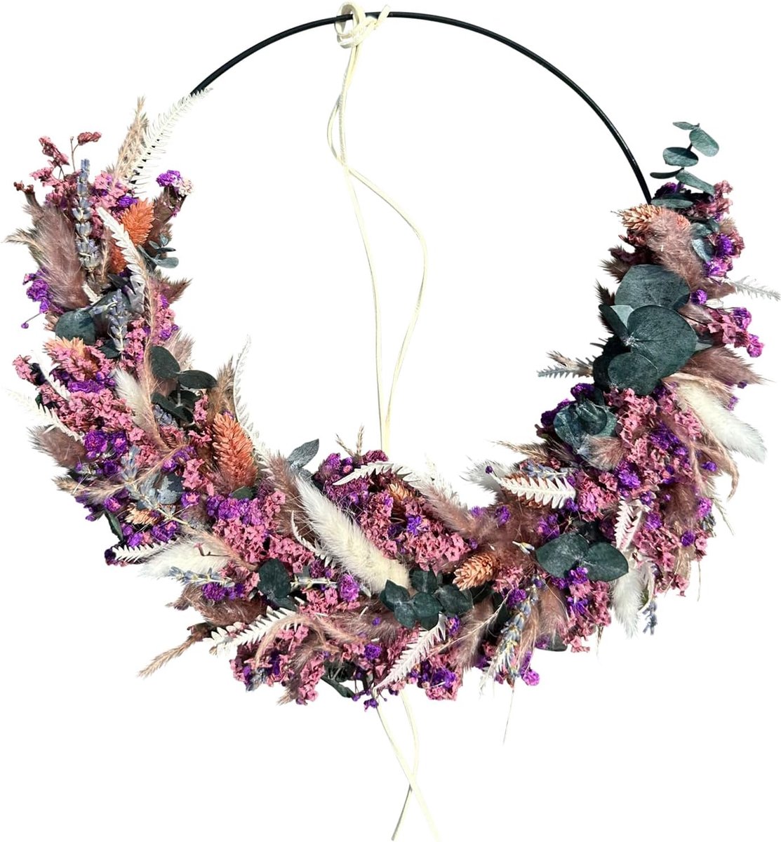Droogbloemenkrans Winter - Deurkrans Jaarrond - Hangende Decoratie - Handgemaakt Duits Product - Diameter 30cm - Aurora