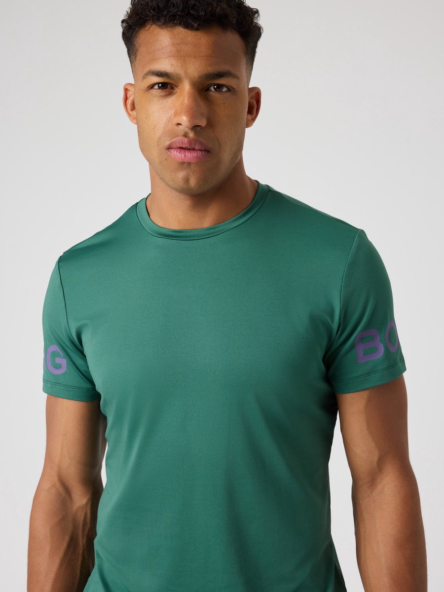 Björn Borg Sportshirt Heren Korte Mouw - Mallard Groen - Gerecycled Polyester - Maat XL