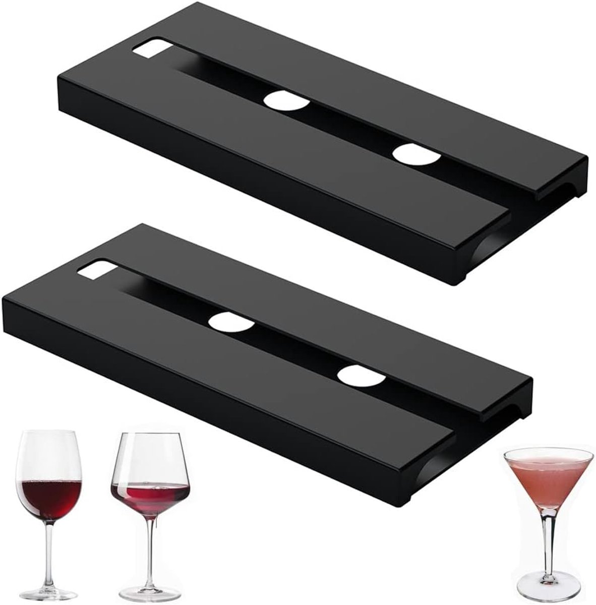 Omgekeerde Wijnglashouders - Stemware Rek - Keuken Bar - Duurzaam Kunststof - 10x10x10mm - Zwart