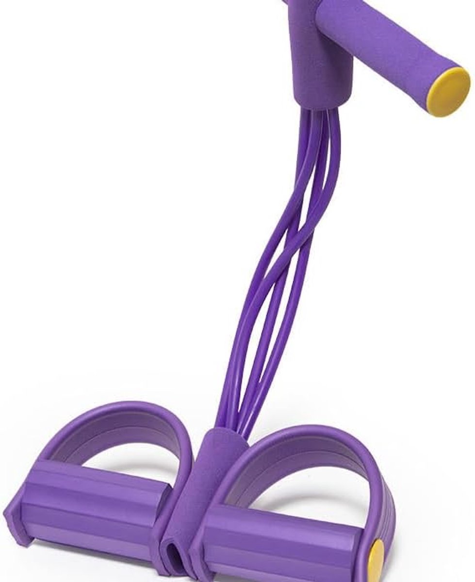 Spantouw - Pedaal Enkeltrekker - Thuis Fitness - 6 Trekkoorden TPE - Paars