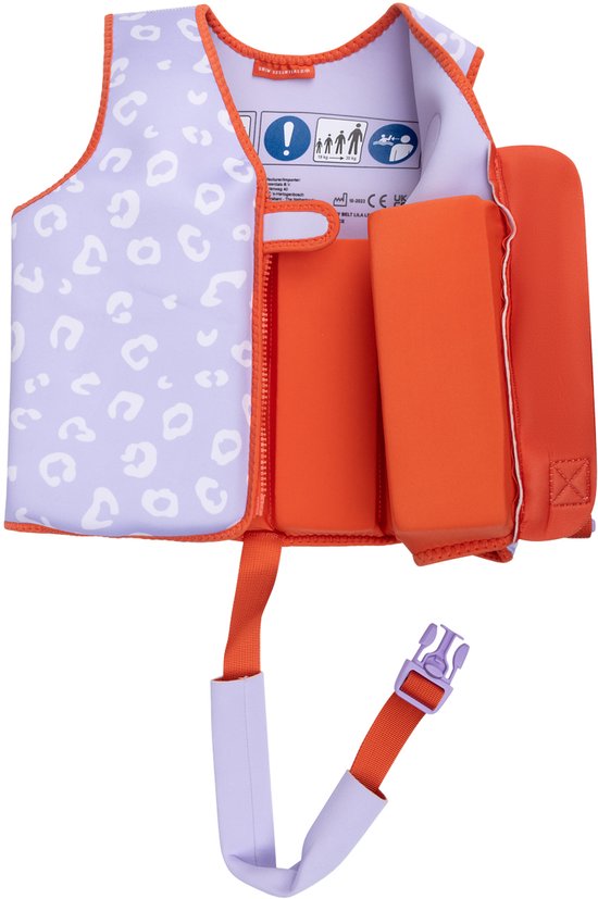 Swim Essentials - Zwemvest Kind 3-6 Jaar - Lila - Luipaardprint - Drijfvest - Kleuter