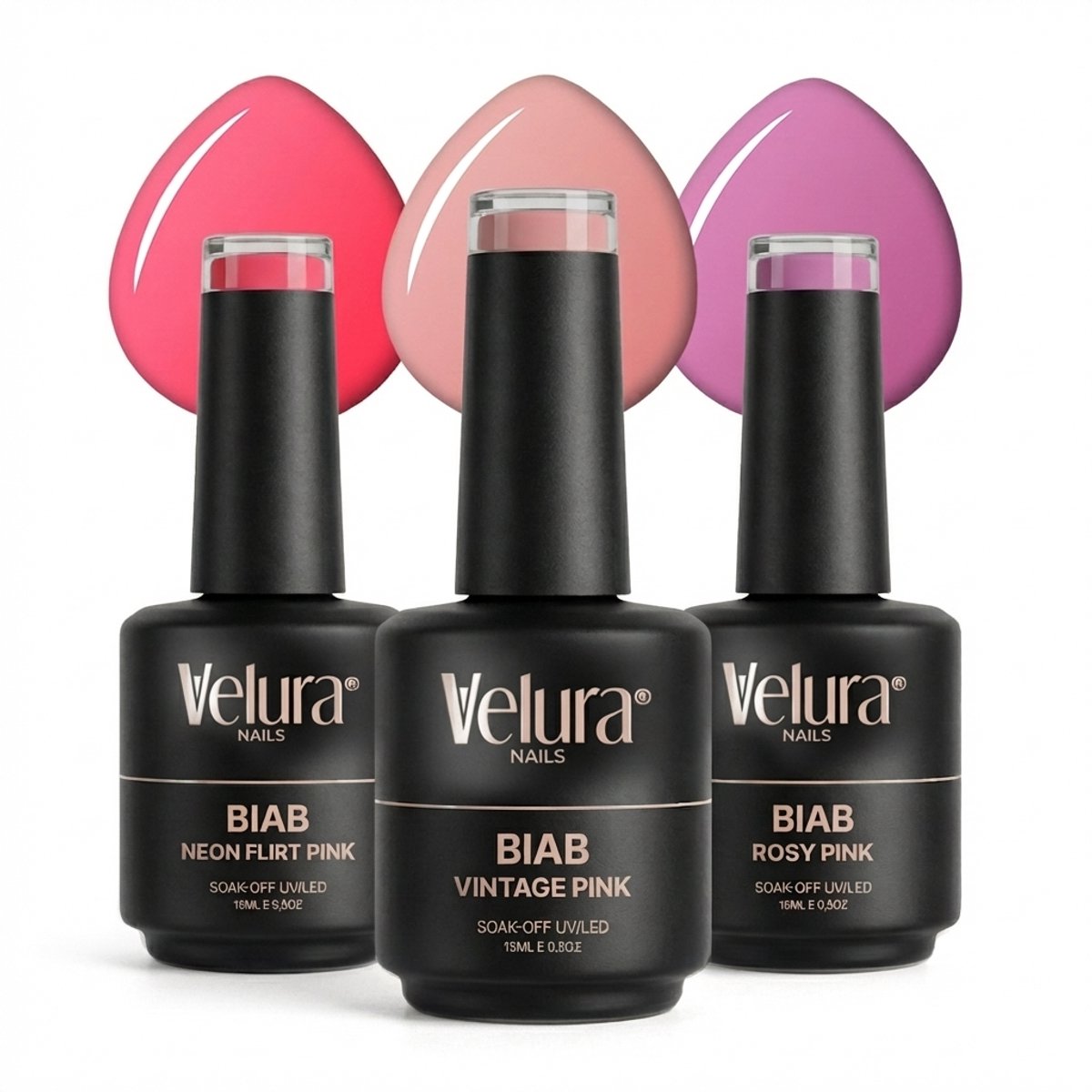 Velura® BIAB Set - Builder in a Bottle - Pink Essentials Set - 3x15ml Kleuren - Liquid Builder Gel - BIAB Gel Nagels - Flexibel & Dimethicone Hechting - HEMA- & TPO-vrij