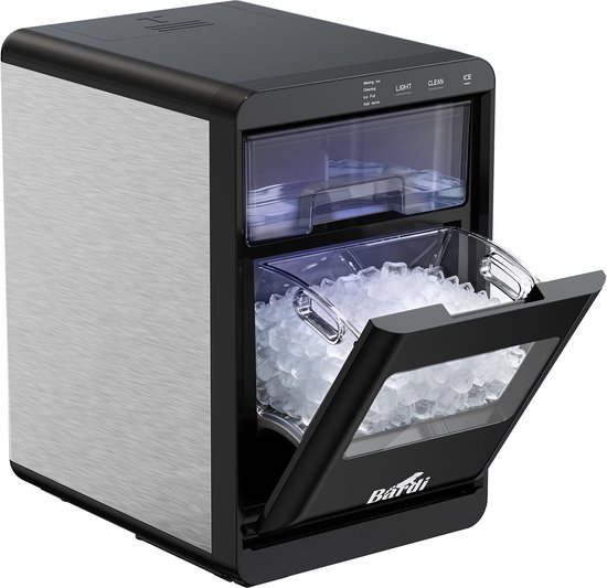 Bardi 1,8L Deluxe IJsblokjesmachine - Crushed ICE machine - Nugget IJsblokjesmachine - LED Verlichting - 20Kg/24 uur. inclusief Thermosbeker Set - RVS/ZWART van Merkloos — afbeelding 2