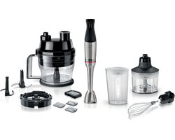 Bosch Serie 6 MSM6M8X1 - ErgoMaster Staafmixer set - 1200W - RVS - Inclusief maatbeker, garde, hakmolen, spiraalsnijder & foodprocessor (met 4 mesjes)