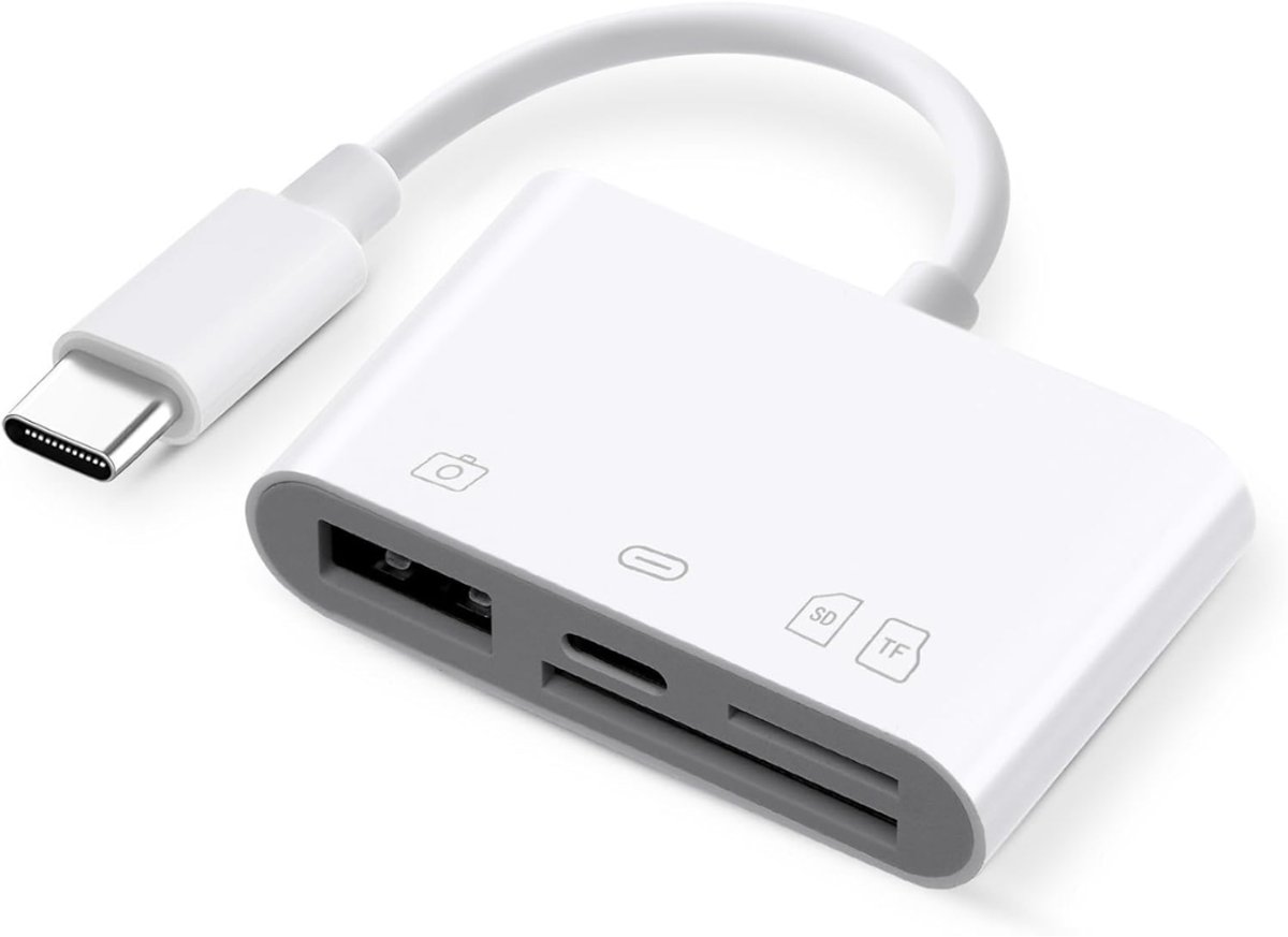 SAVI® Sd Kaart Lezer - SD-kaart - SD-kaartlezer USB-C - Wit - 18cm x 8cm x 2cm