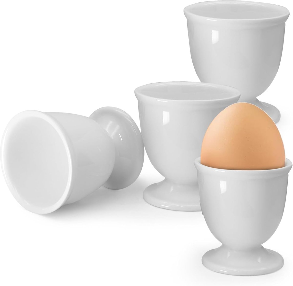 Eierstandaard Houders - Eierdopjes Set - Ontbijt Keuken - Keramiek Materiaal - 4 Stuks - Wit