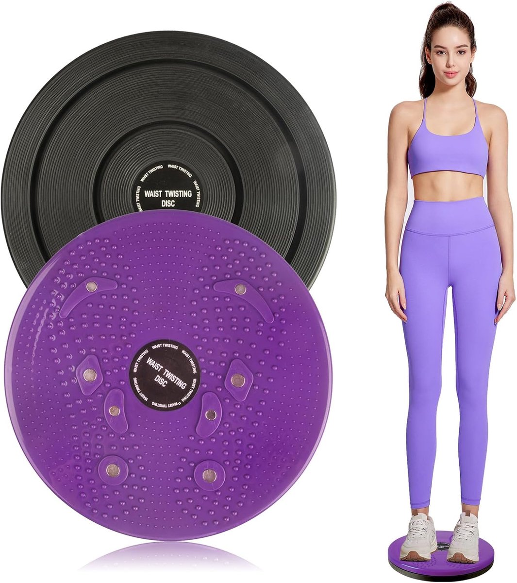 Taille Twist Bord - Rotatie Schijf - Core Training - Voetmassage Punten - 25 cm Diameter - Paars