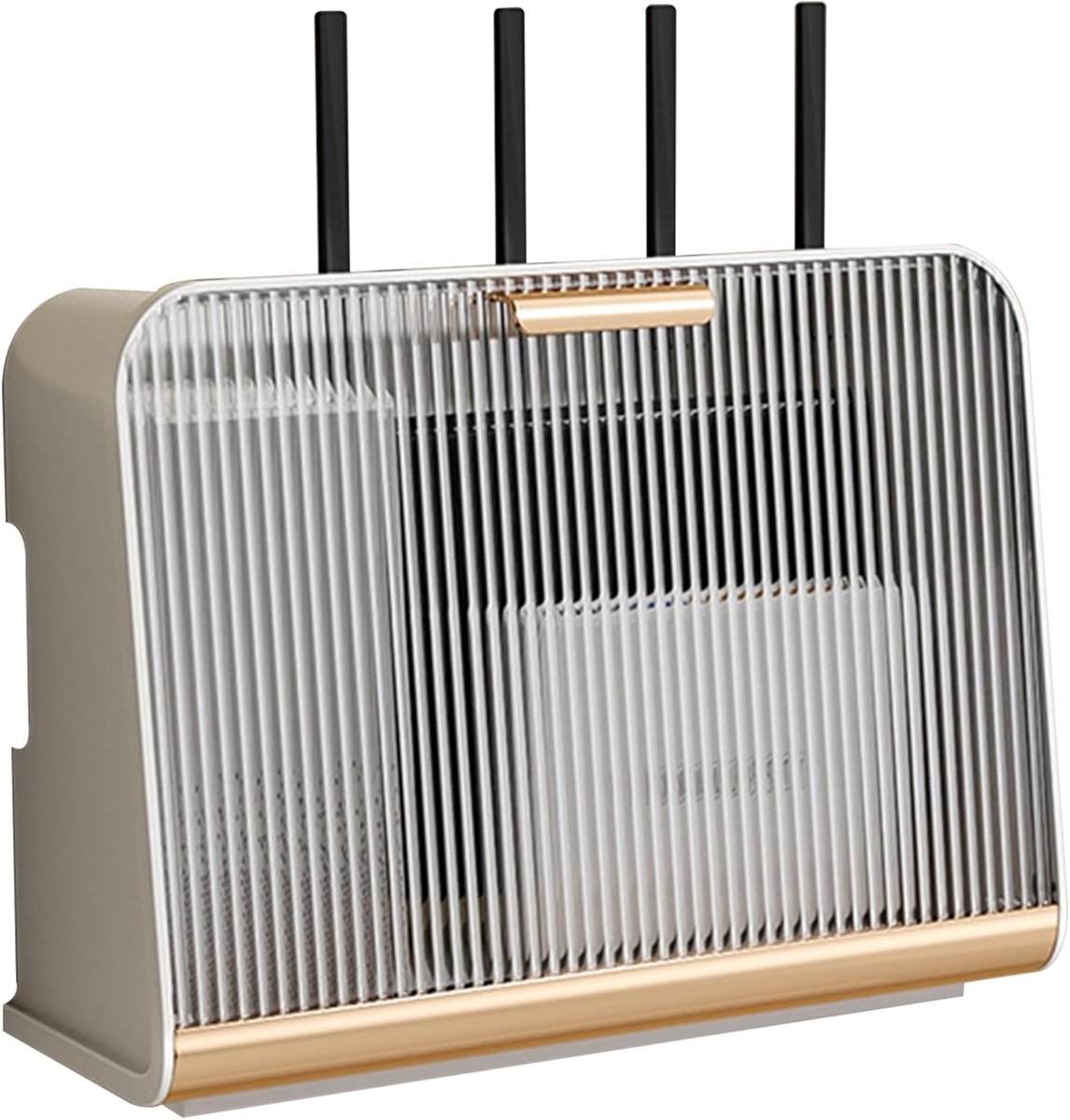 Router Opbergdoos - Kabel Organizer - Netwerk Kast - Transparant Paneel - 33cm Breed - Beige