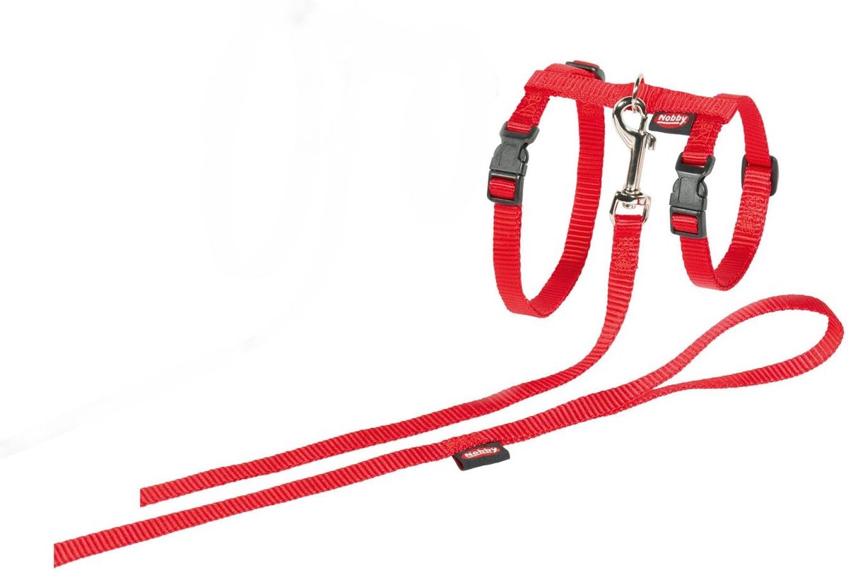 Kattentuig Set - Harnas met Riem - Veilig Wandelen - Verstelbaar Nylon - Extra Large - Rood