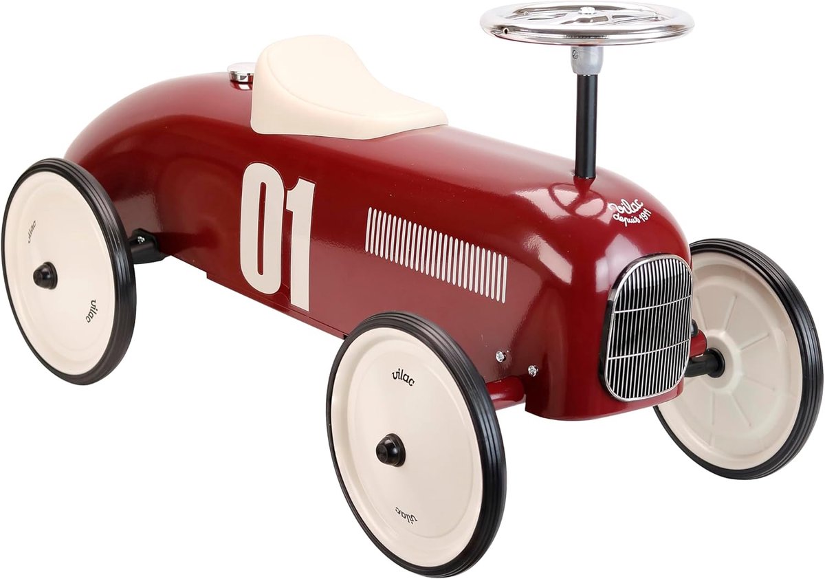 Kinderwagen Racewagen - Kindervoertuig - Motoriek Ontwikkelen - Stevig Metalen Frame - 76 x 40 x 38 cm - Bordeauxrood