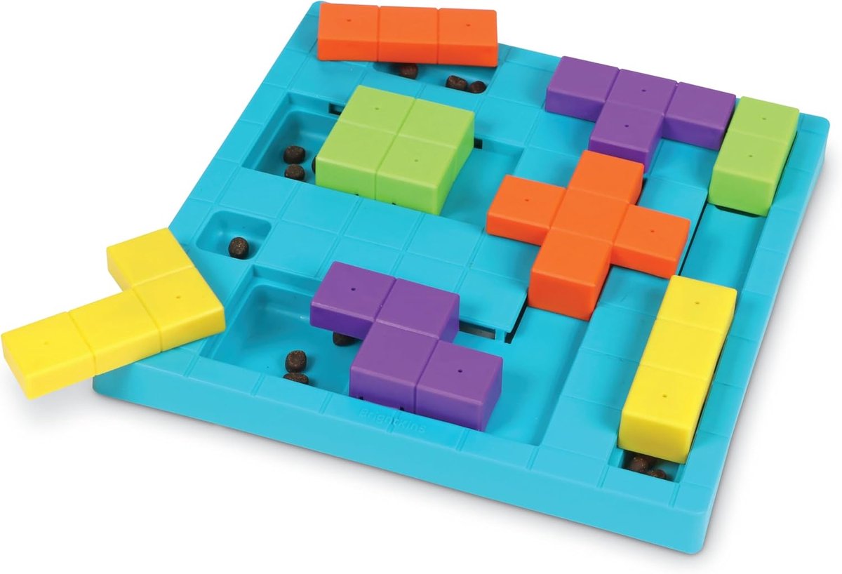 Interactieve Hondenpuzzel - Traktatie Hersenspel - Mentale Stimulatie - Langzaam Eten - 27x27x4 cm - Blauw