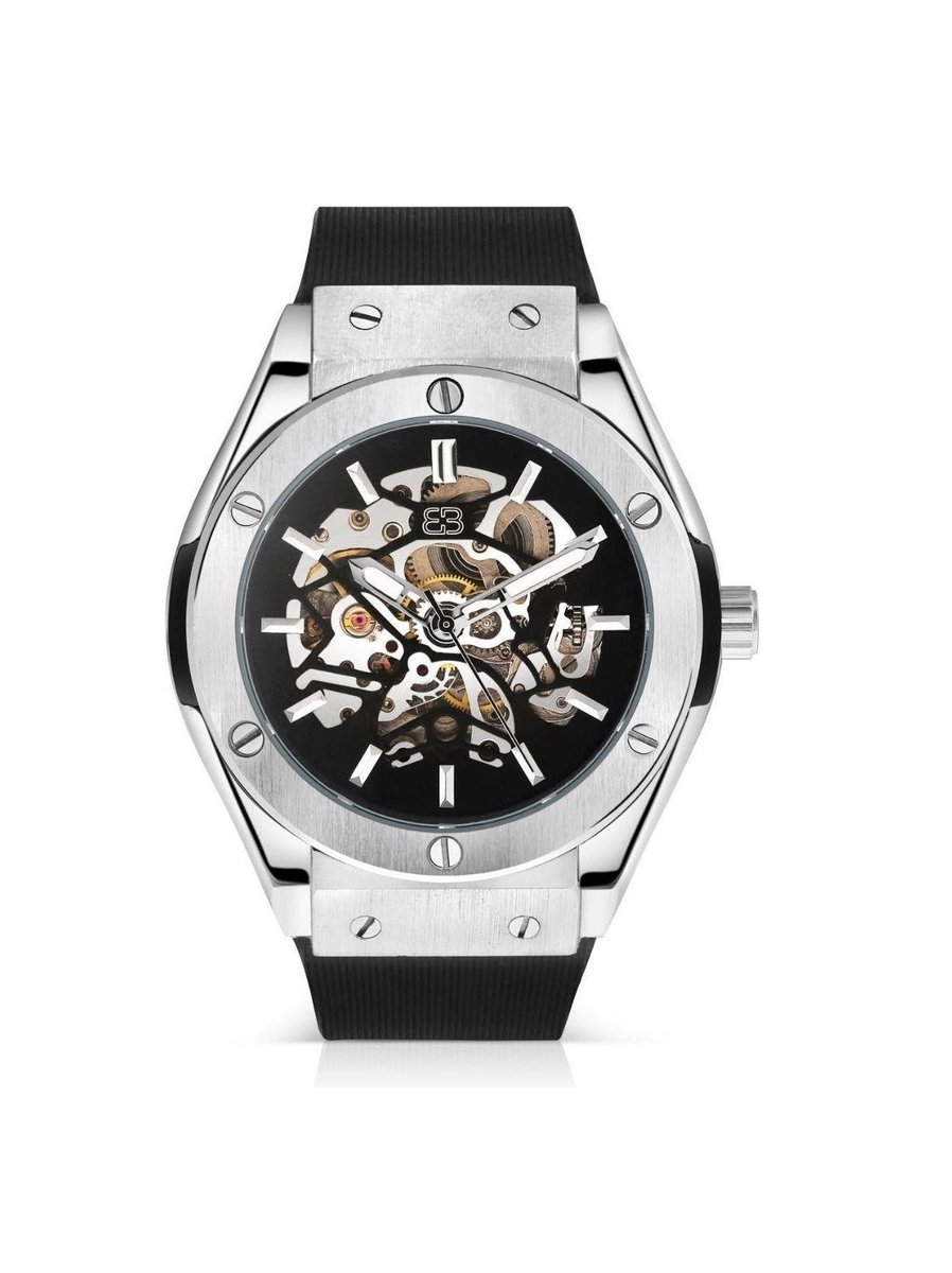 BUGOLINI® - IMPERIUM STEEL Zilver - 49mm Mechanische Horloge voor Mannen - Automatisch Luxe Uurwerk