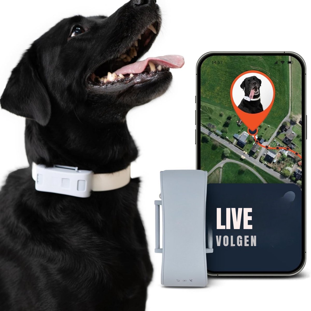 RONN® GPS Tracker hond - GPS Tracker - GPS Trackers - Grijs - 8cm x 4cm x 2cm