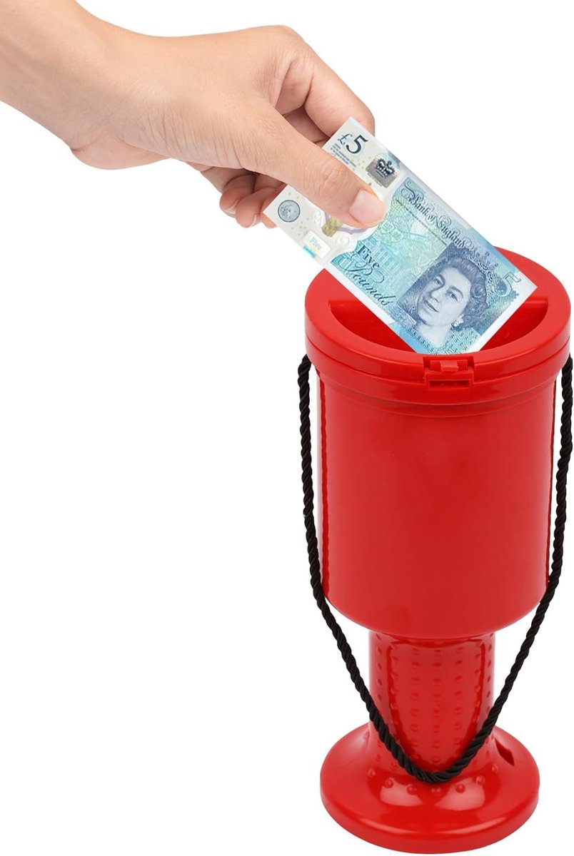 Collectebus Plastic - Donatie Box - Geld Inzamelen - Draagbaar Ontwerp - Rood