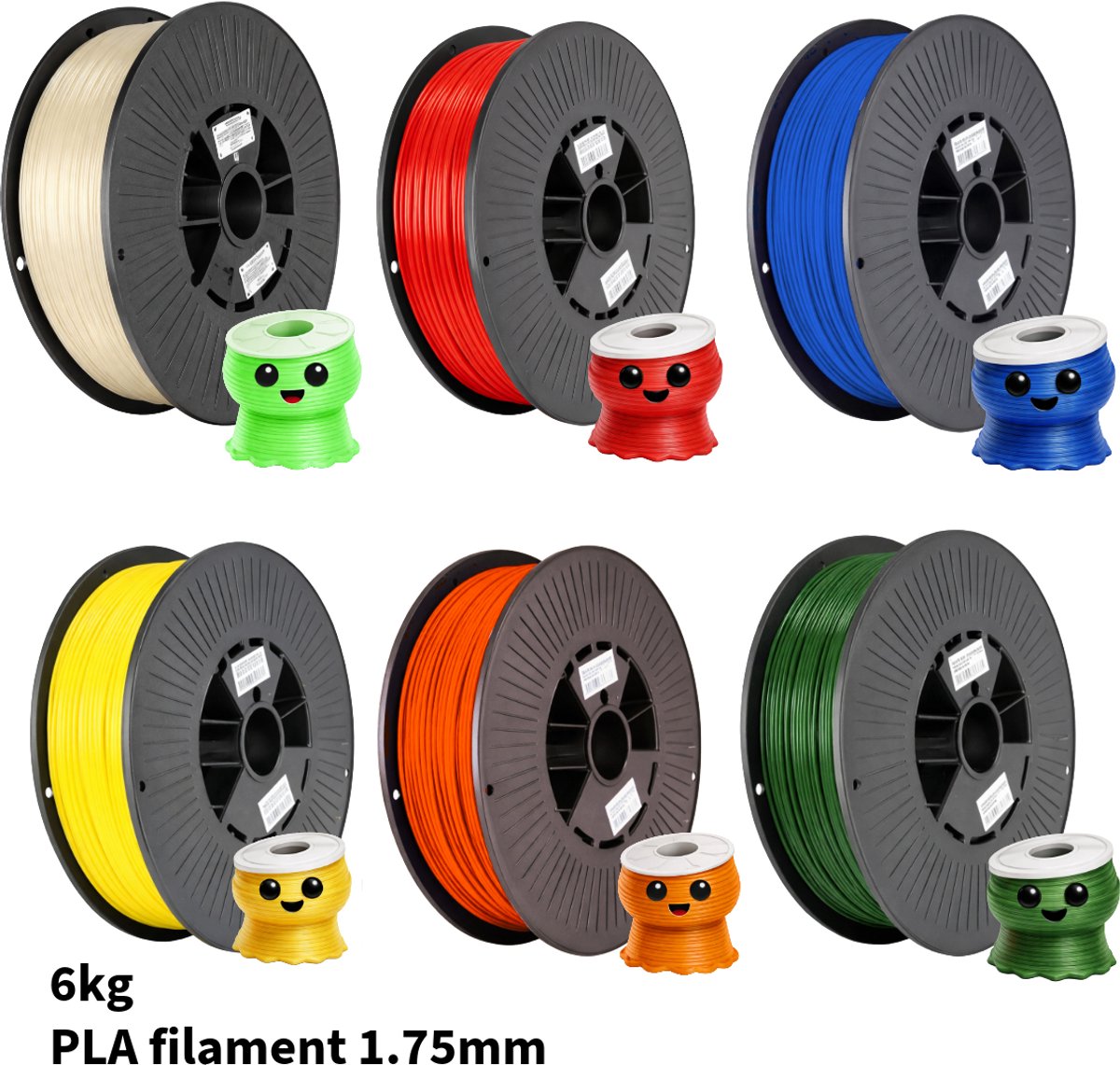 PLA+ Regenboog Voordeelpakket 6KG 3D Printer Filament 1.75 mm - Hoge Kwaliteit en Duurzaam - Compatibel met Creality, Bambu Lab, Esun en Meer - Perfect voor Prototypes, Modellen en Accessoires - Professioneel en Thuisgebruik