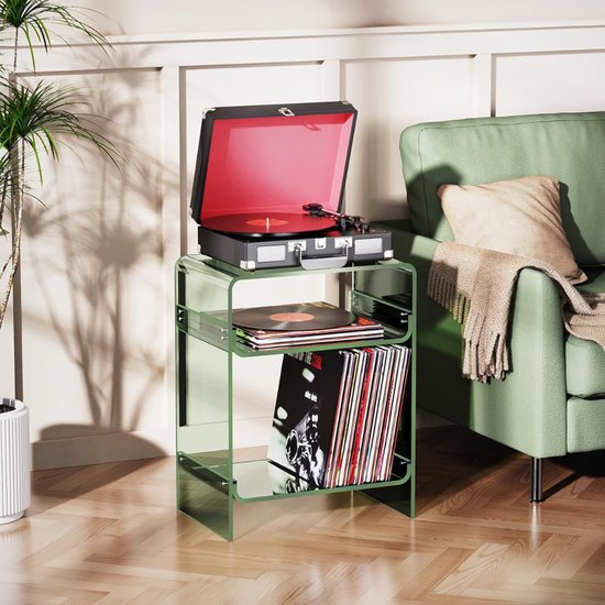 SNJY® Platenspeler Meubel - Platenspeler Kast - LP Houder - Platenhouder - Acryl - 30D x 45B x 58H cm - Groen — afbeelding 2