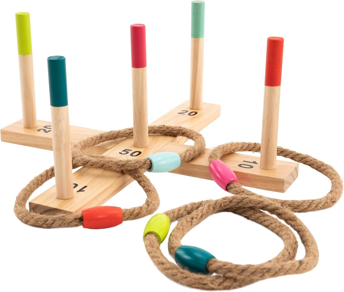 Houten Ringwerpspel - Tuinspelletjes Outdoor - Gooien en Vangen - FSC Gecertificeerd Hout - 41 x 41 x 15 cm
