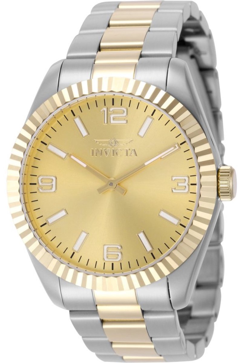 Invicta Specialty 49679 Heren Horloge - Waterdicht - Analoog - Quartz Uurwerk - Roestvrij Staal met gouden Wijzerplaat - 43mm