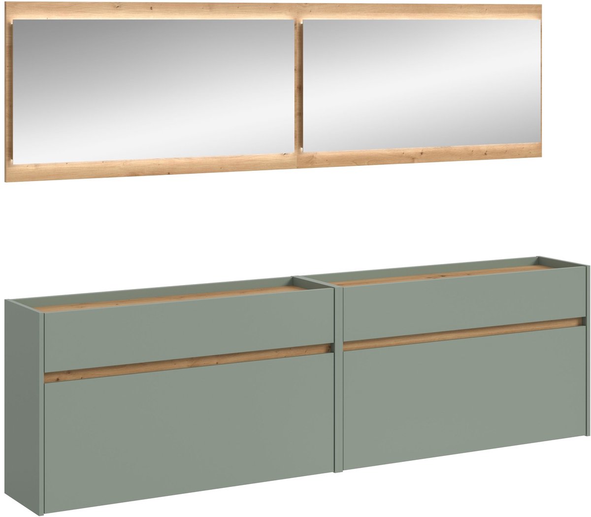 Furnilux Moderne Garderobecombinatie met LED-verlichting - 4-delige opbergset met spiegels - 192x220x32cm Bruin