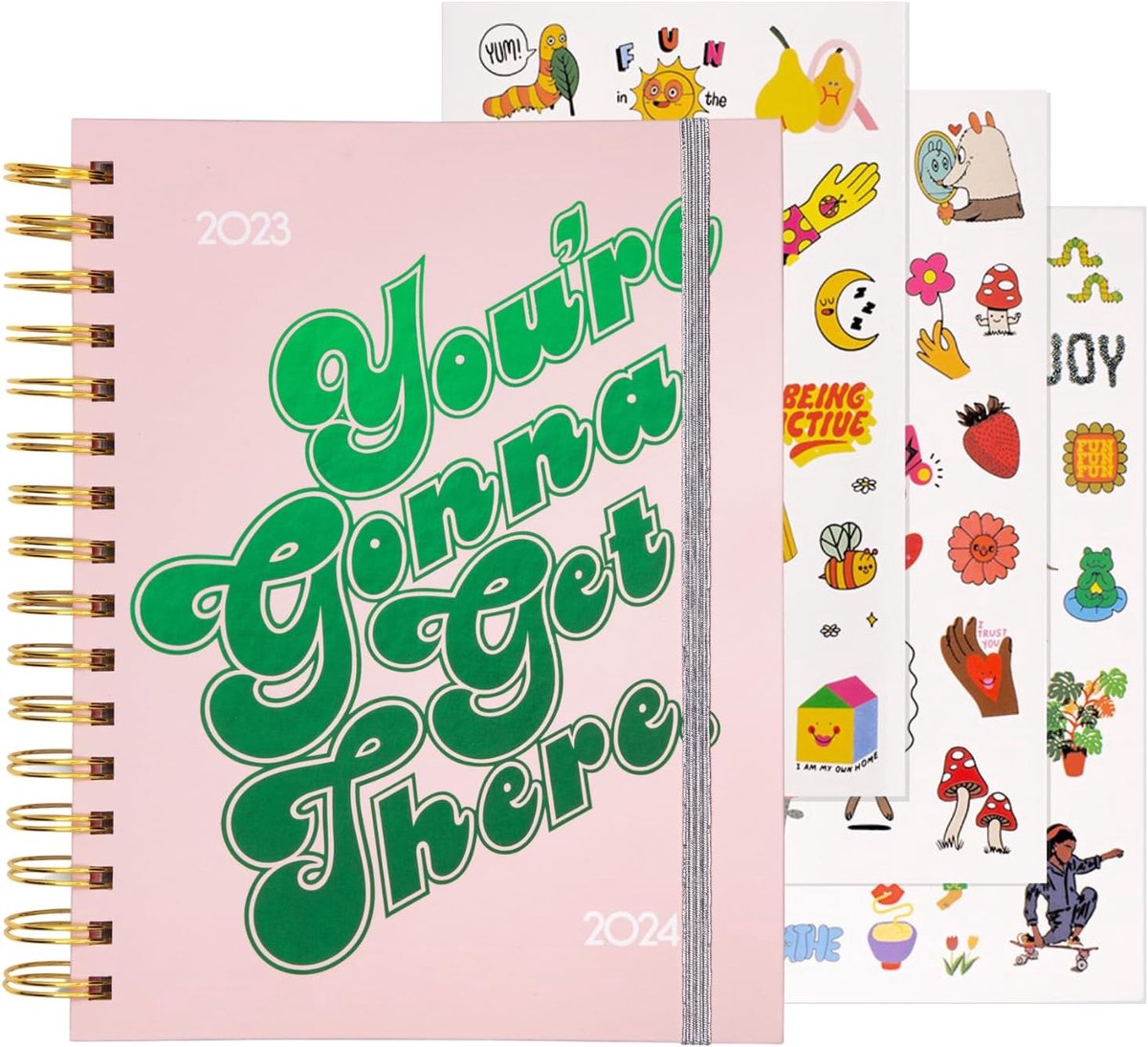 Weekplanner 2023-2024 - Gedateerd Dagboek - Zelfzorg Plannen - Met Stickers En Zakken - Medium Formaat 21.6cm