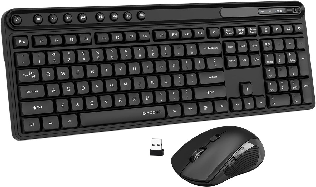 Draadloos Toetsenbord Muis - Computer Set - Productief Werken - Lag-vrije 2.4GHz - Full-Sized