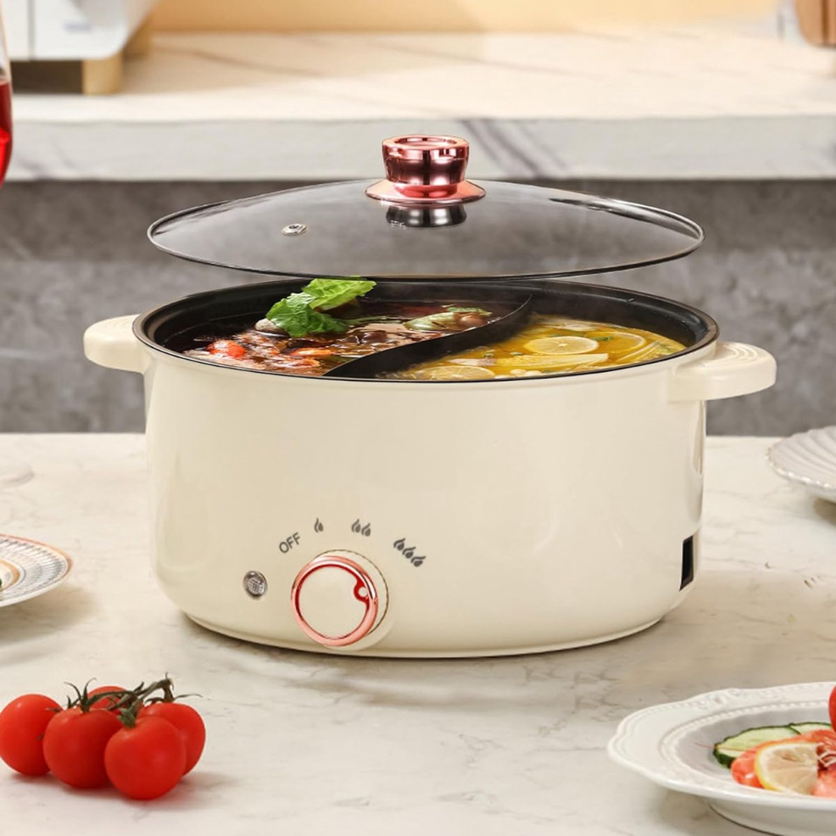 SAVI® Hotpot Electrisch - Hotpot - Wit - 26cm x 9cm x 9cm