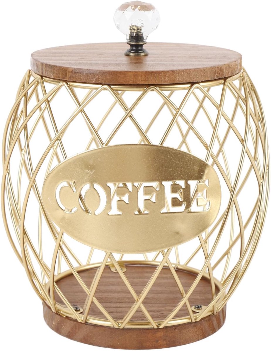 Koffiecapsulehouder - Koffiepads Opslag - Keuken Organisatie - Stijlvolle Fruitvorm - 17x17cm - Goud