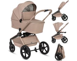 Lionelo Freya 2in1 Kinderwagen – Reiswieg & Wandelwagen – Vanaf Geboorte tot 22 kg – Premium Buggy - PU-Wielen met Vering – Voor- & Achterwaarts Zitje – UPF50+ Kap – Compleet Accessoiresysteem