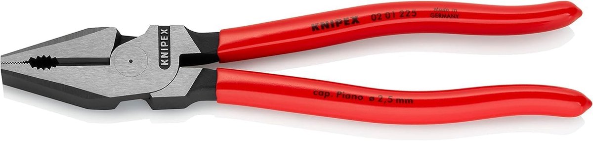 Kracht Combinatietang - Universele Tang - Grijpen Knippen Buigen - Kunststof Gecoate Handgrepen - 225 mm - Rood