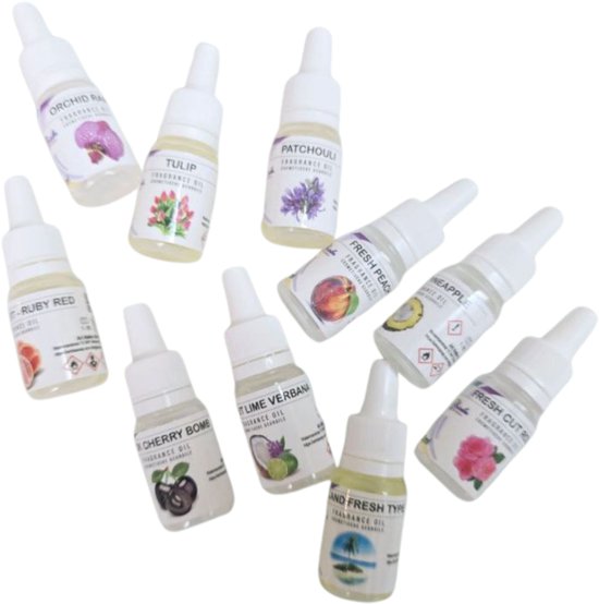 ArinKaSoap Bestseller Geuroliën Set – Cosmetische Geurolie voor Zeep, Kaarsen & Cosmetica – 10x 10 ml Geconcentreerde Geuren – Zelf Zeep Maken, Kaarsen Maken & DIY – Cadeauset voor Hobby en Professionals
