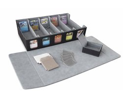 Deckmasters® XXL Deck Box voor Toploaders – 800+ Toploaders - kaart opslag – 5 Rijen met Vensters – Geschikt voor TCG - Verzamelbox – Grijs Suède