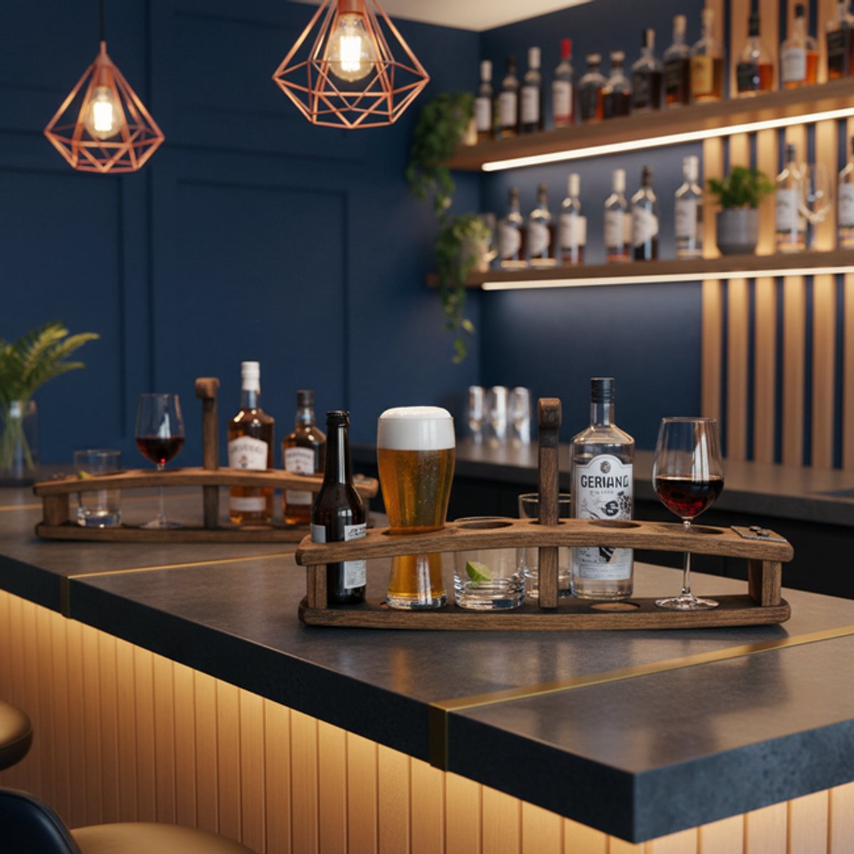 Flessentray Barrelwood, Flesjes en glazen houder, Serveren, Mancave, BarrelAtelier