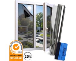 Homewell® Zonwerende Raamfolie - 90x300cm - Isolerend - Statisch & Herbruikbaar - Tegen Hitte & Inkijk - HR+ Geschikt – 25% Spiegeleffect Zw