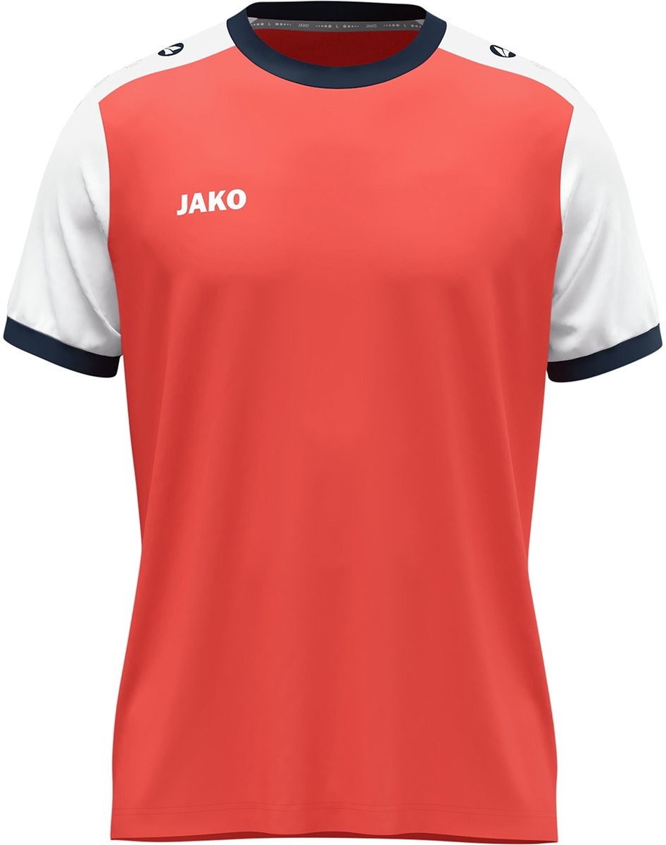 Jako Dynamic Shirt Korte Mouw Kinderen - Koraal / Wit / Marine | Maat: 164