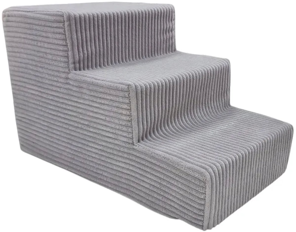 Hondentrappen 3‑treden – Hondenramp / Loopplank voor Huisdieren – Antislip & Stevig voor Sofa, Bed en Auto, grijs