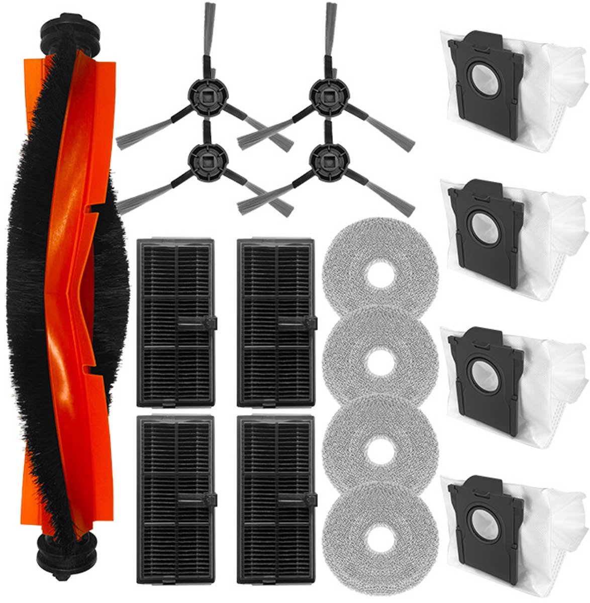 Stofzuiger accessoireset - geschikt voor Dreame - L10s Ultra Gen 2/L10s Pro - 1x Hoofdborstel - 4 x stofzak - 4 x dweildoek - 4 x zijborstels - 4 x filters - 13stuks