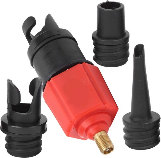 Ventieladapter Luchtpomp - Opblaasbare Klep Adapter - Watersport Accessoires - Universele Compatibiliteit - 3 Mondstukken - Zwart Rood van Merkloos — afbeelding 4