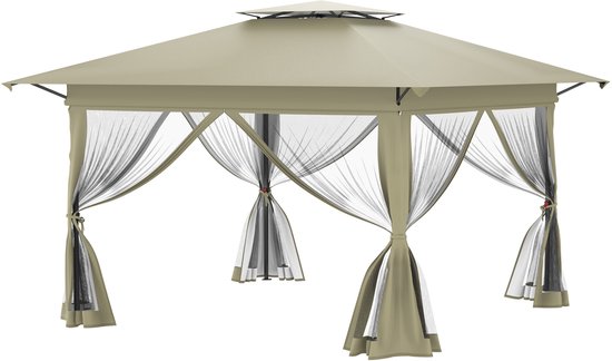 Vervangend dak voor paviljoen, 3 x 3 cm, waterdicht, paviljoendak, dubbellaags canvasstof, 250 g, vervangend dak voor tuinpaviljoen, beige