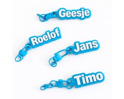 Sleutelhanger met naam - Kleur Blauw - Harvast Font - Strak - Gepersonaliseerd cadeau