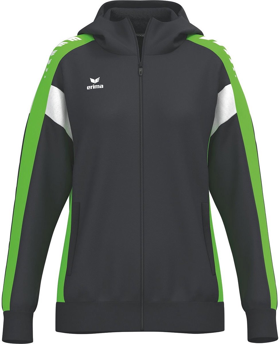 Erima Celebrate 125 Trainingsjack Met Capuchon Dames - Zwart / Green Gecko | Maat: 38