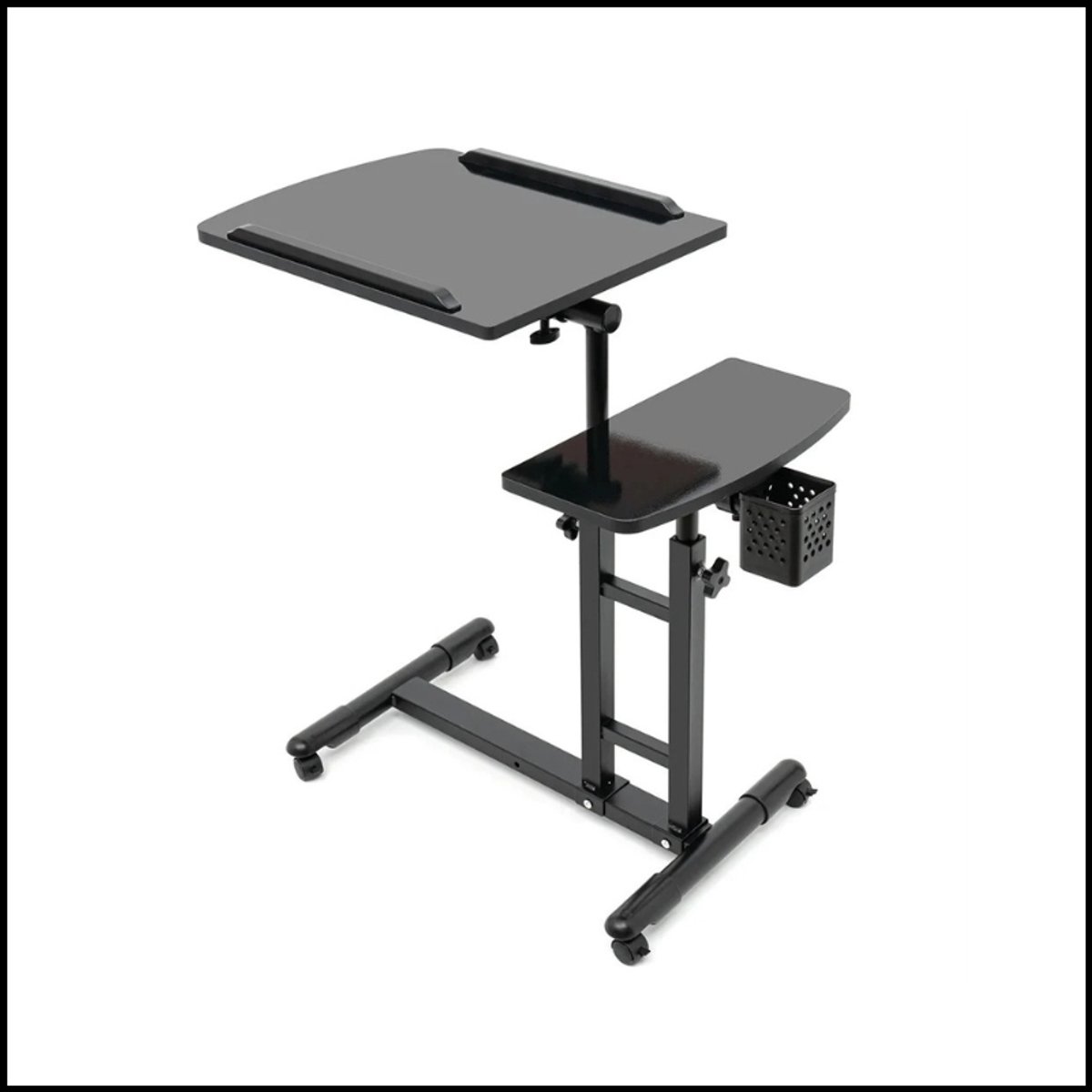 Sta Bureau Op Wielen - Verstelbaar Laptopbureau - Kantelbare Tafel - Mobiel Werkstation